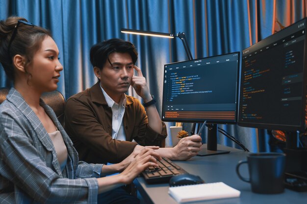 It developers discussing with point website coding system infobahn