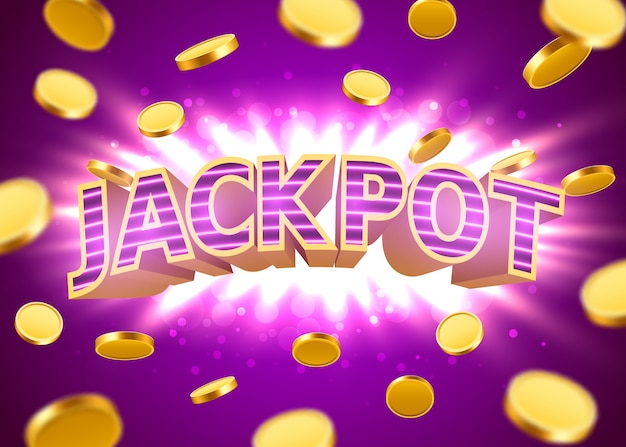 Jackpot sign with gold realistic 3d coins . Casino concept. 