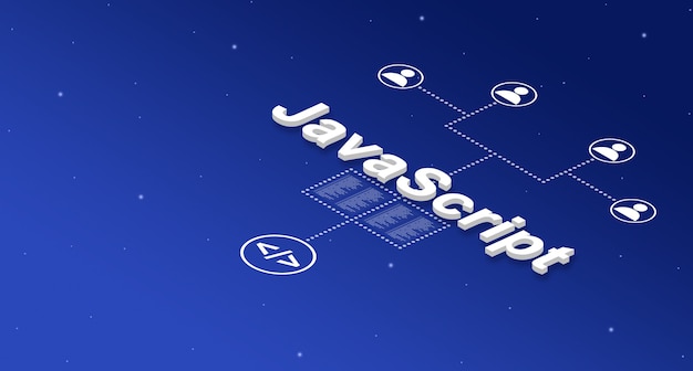 javascript programming language system with user icons 3d
