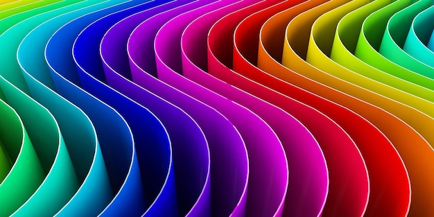 Kết xuất 3D nền đường cong cầu vồng trừu tượng