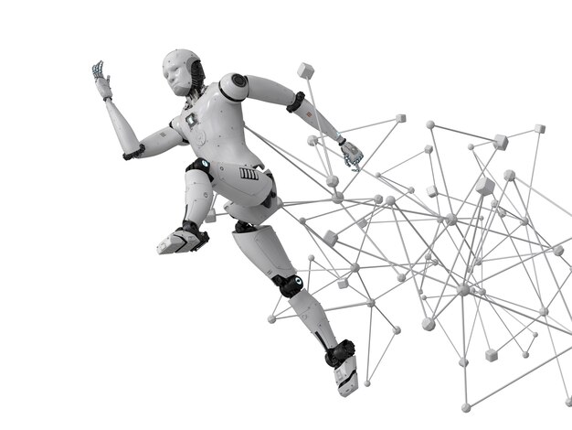 Kết xuất 3D robot chạy với cấu trúc kết nối