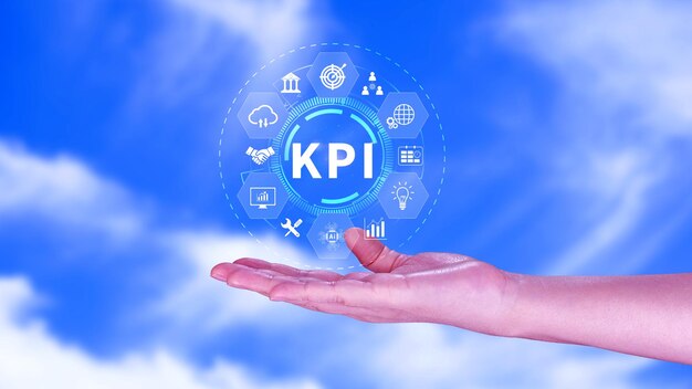 KPI Key Performance Indicator concept Management data System KPI connected database follow earnings operations and sales data Financial business data analytics graph dashboard