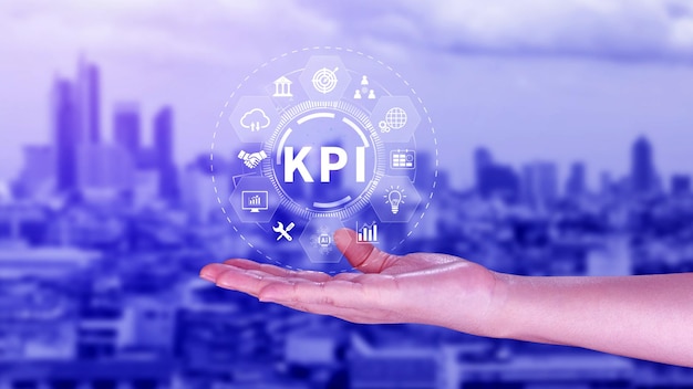 KPI Key Performance Indicator concept Management data System KPI connected database follow earnings operations and sales data Financial business data analytics graph dashboard
