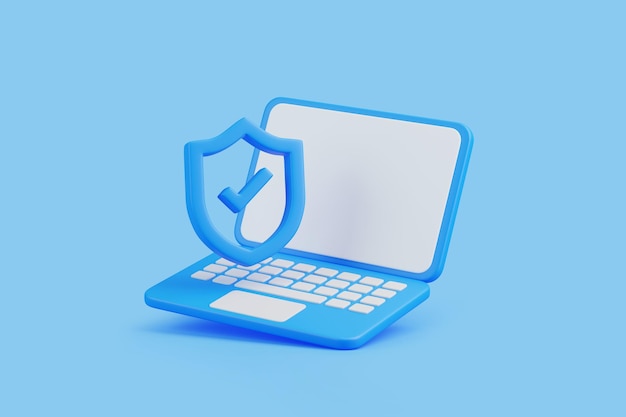 Laptop với biểu tượng hình khiên thể hiện an ninh mạng
