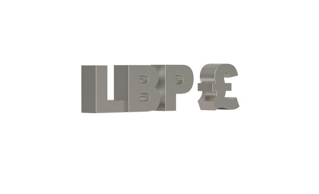 Lebanon Pound LBP currency symbol of Lebanon in Metallic silver