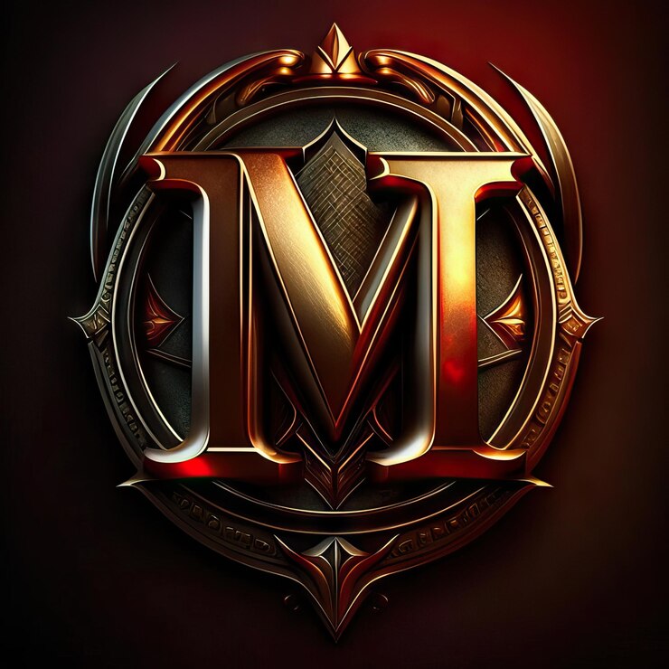 Photo letter m logo in gold