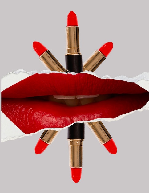Lips and makeup collage
