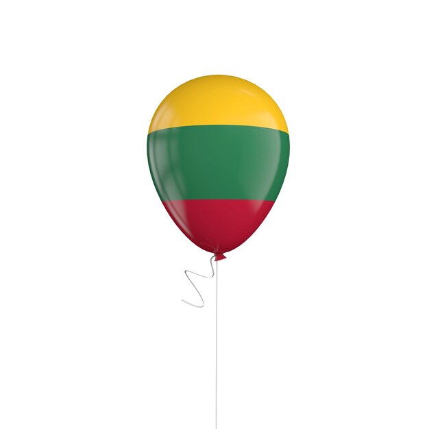 Lithuania flag balloon on a string 3D Rendering