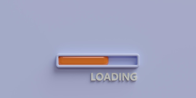 Loading bar with orange color sign on blue background Informing about speed progress 3d render