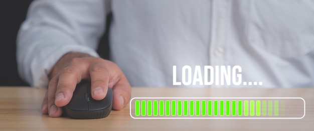 loading concept.businessman mouse click with loading progress.