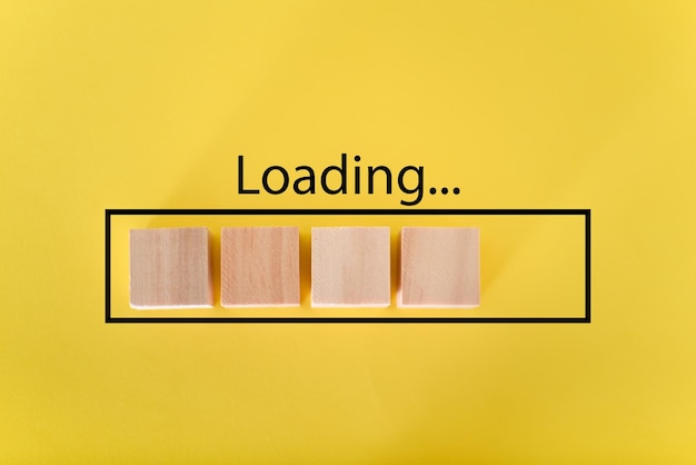 Loading the progress bar with wooden cubes Download progress Loading status