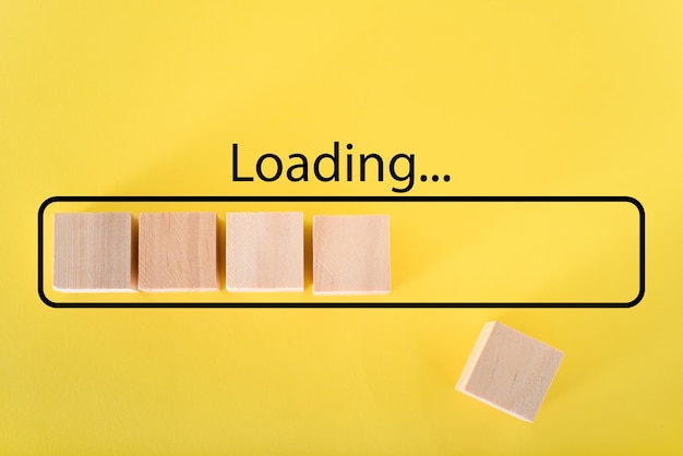 Loading the progress bar with wooden cubes Download progress Loading status