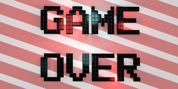 Logo Game Over Neon Laser Color Alphabet Glow Effect Fun and joyful 3d illustration