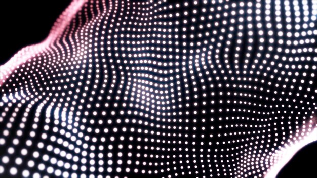 loopable gradient waving dotted texture with shining blurred particles animation pink and white