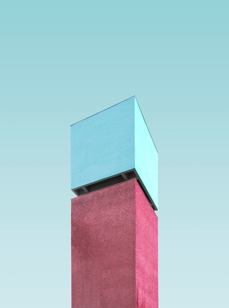 low angle view of building against blue sky