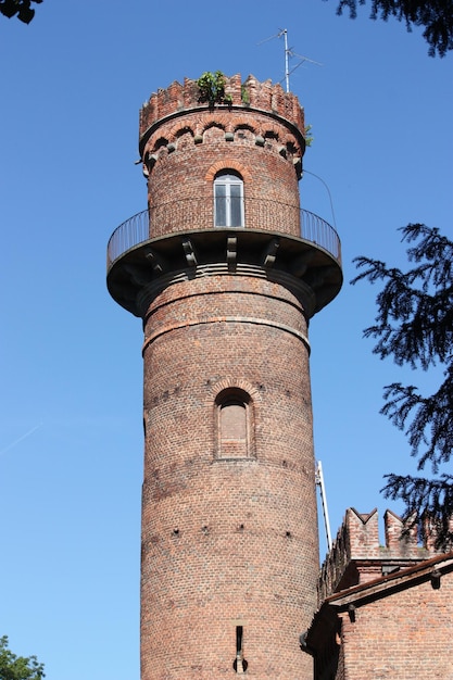 low angle view of lookout tower at monza park against sky