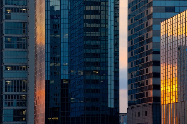 low angle view of modern buildings in city
