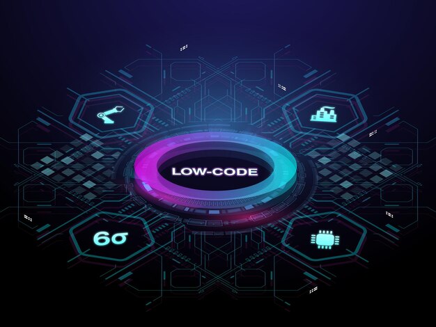 low code software development platform technology concept
