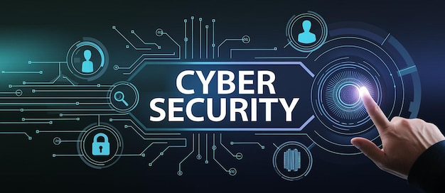 man hand with tablet in office cyber security