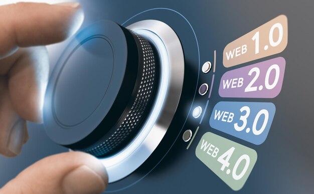 Man switching to the next generation of internet, Web 3.0 concept