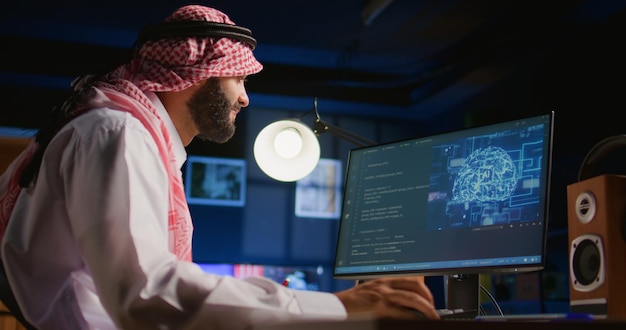 Man updating AI machine learning tech