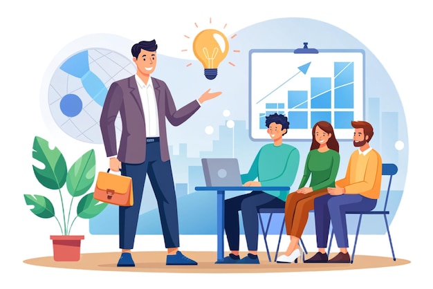 manager man present successful Group Business people