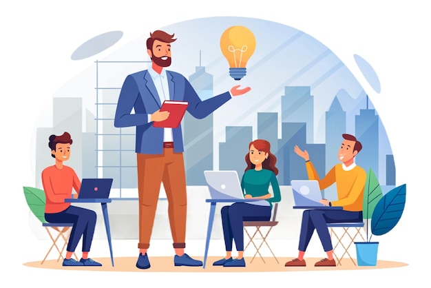 manager man present successful Group Business people