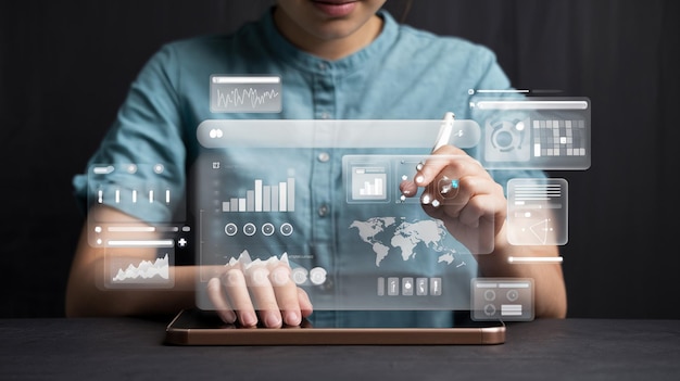 martech marketing technology concept on virtual screen interface network connection on online market