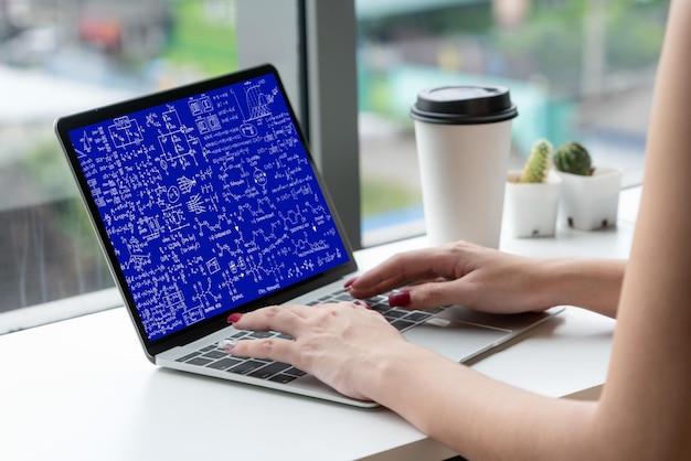 mathematic equations and modish formula on computer screen