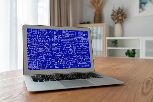 mathematic equations and modish formula on computer screen