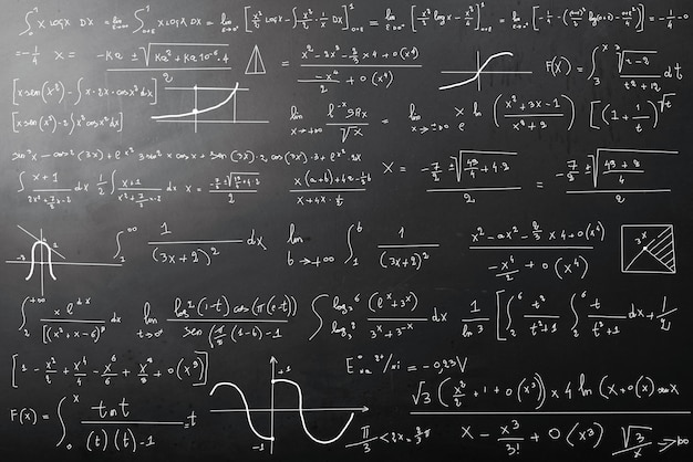 Mathematical calculations on blackboard