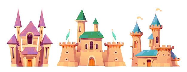 Medieval fairytale kingdom castle cartoon vector