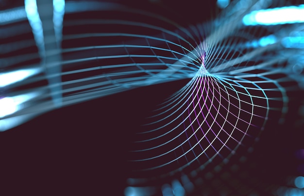 Mesh or net with lines and geometrics shapes detail3d illustration