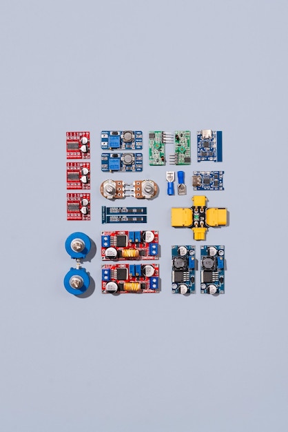 Microcontrollers boards sensors leds and modules for learning the basics of electronics