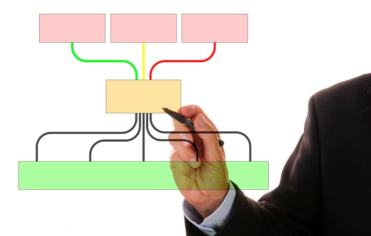 Photo midsection of businessman making chart against white background