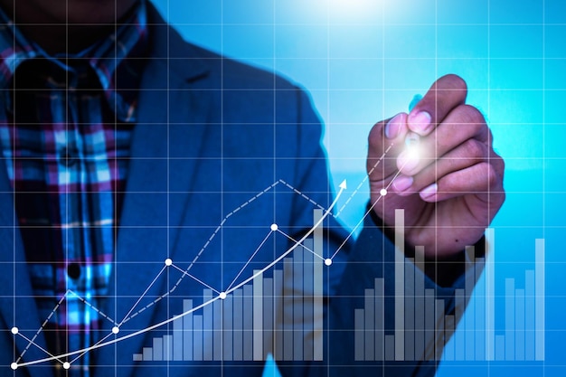 Midsection of businessman using interface