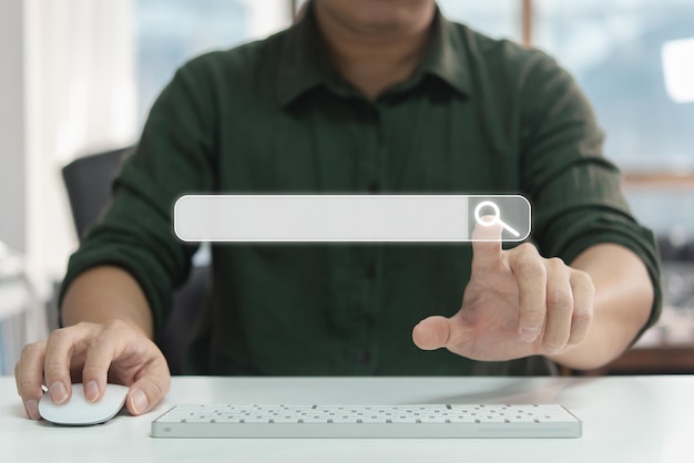 midsection of man using digital tablet