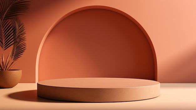 Minimal backgroundpodium and brown background