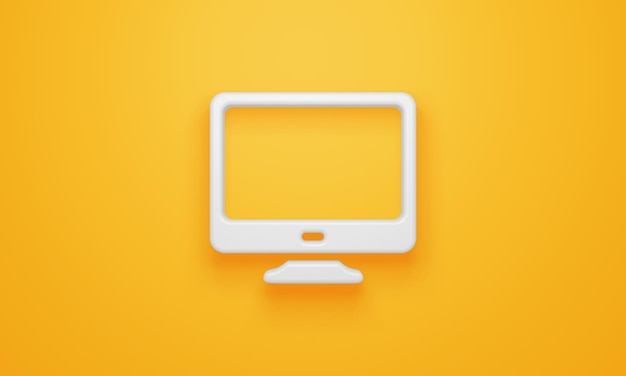 Minimal monitor symbol on yellow background 3d rendering