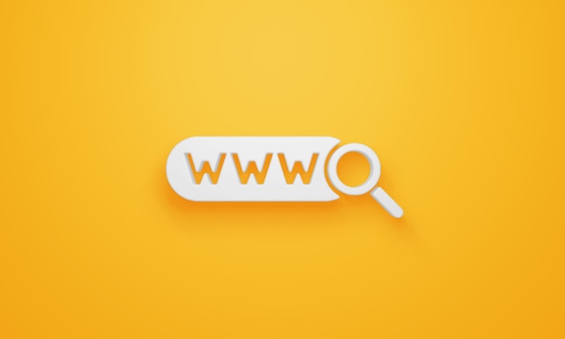 Minimal search bar symbol on yellow background 3d rendering