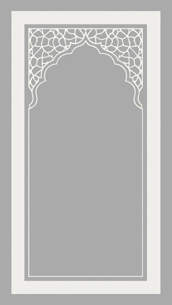 Minimal thin line muslim luxury ornate frame design arch architecture vector