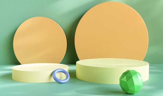 Minimalist natural podium 3D Render