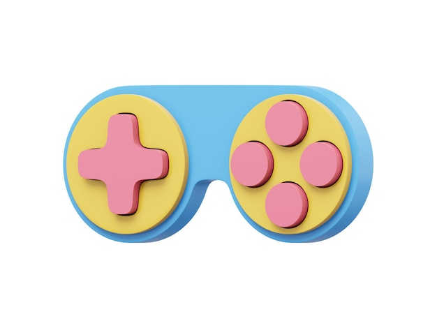 Minimalistic console game controller Multicolored isolated icon on white background 3D rendering