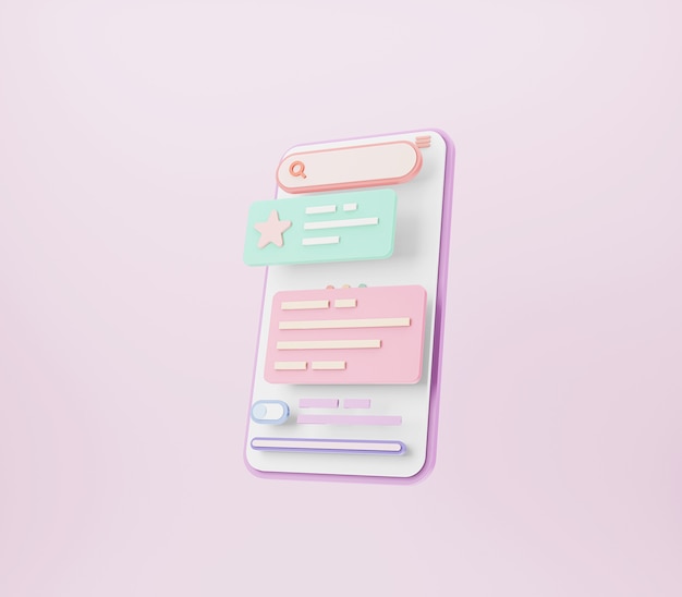 Mobile app development and mobile web design concept User interface optimization 3D rendering