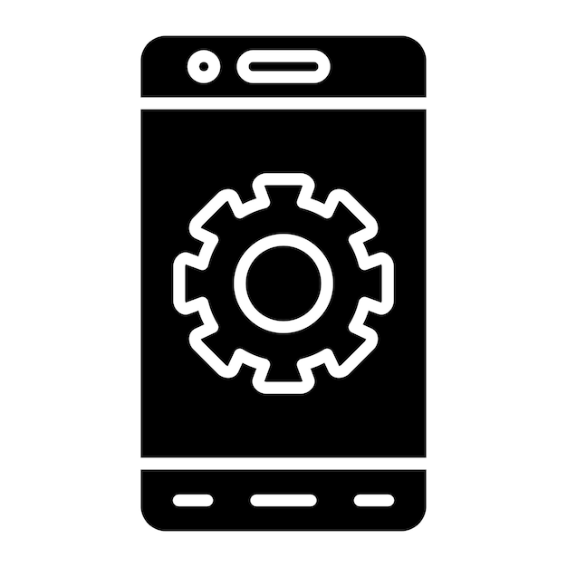 Mobile Settings Glyph Solid Black Illustration