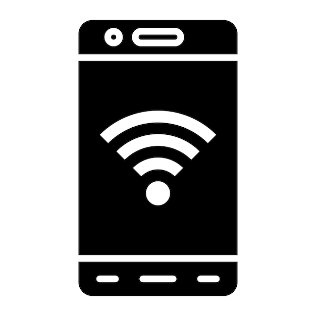Mobile Wifi Glyph Solid Black Illustration