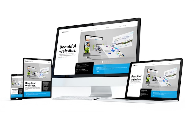 mobility devices isolated with modern responsive design on screen. 3d rendering.