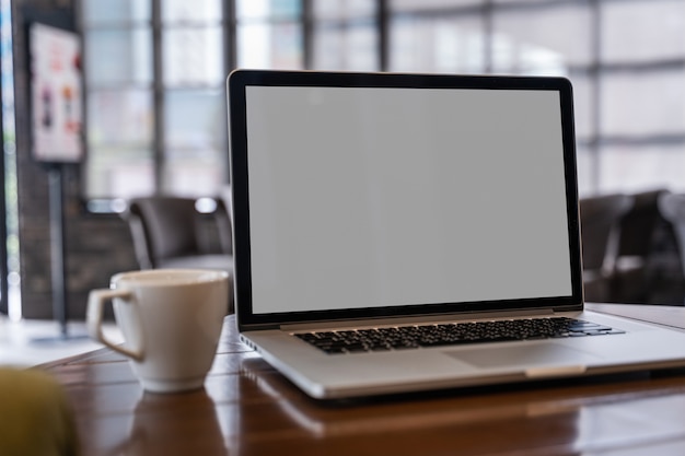 mock up using laptop with blank screen computer modern
