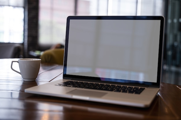 mock up using laptop with blank screen computer modern