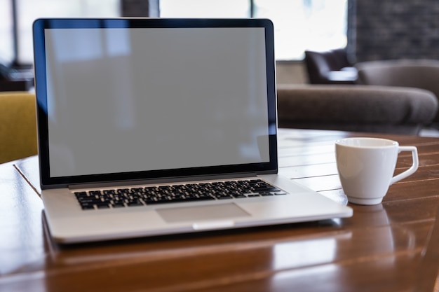 mock up using laptop with blank screen computer modern